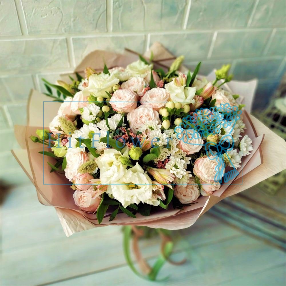 Букет цветов Ароматный шик Букет цветов из: Розы, Альстромерии, Лизиантусы и Хризантемы